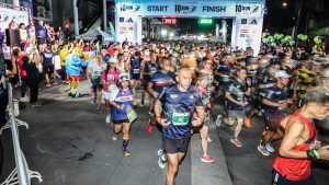 Mass start of running race event in Bangkok Thailand