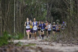 Group of runners on forest trail Thailand